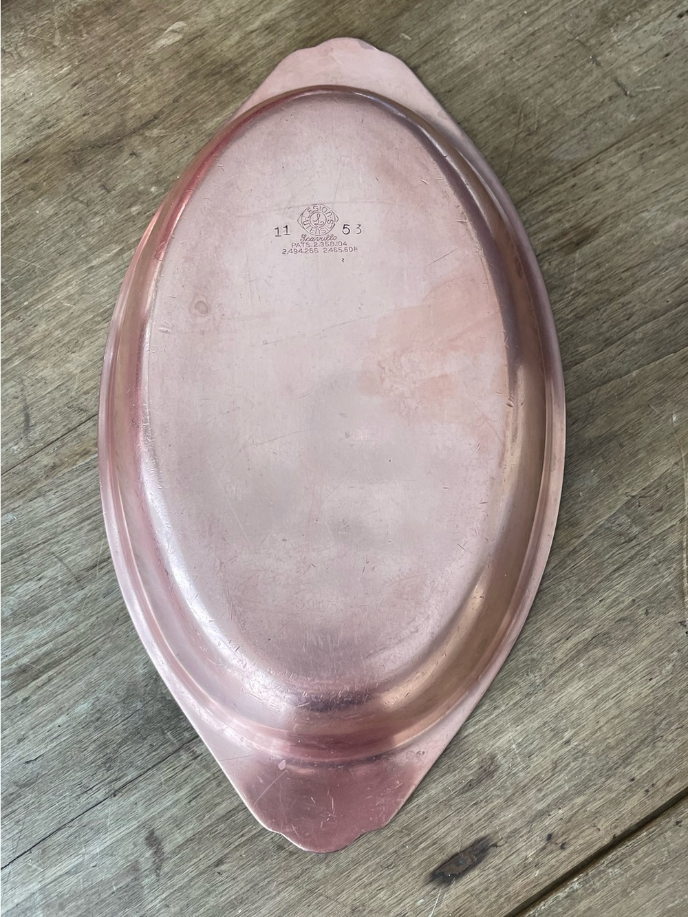 Vintage 1953 Scavullo Legions Utensils Copper Clad 10" Au Gratin Pan